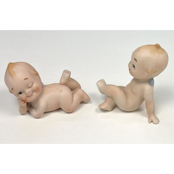 VTG Lot 4 Porcelain Bisque 3.5" KEWPIE Doll FIGURINES Sitting Crawling KW913 EUC - Picture 10 of 11